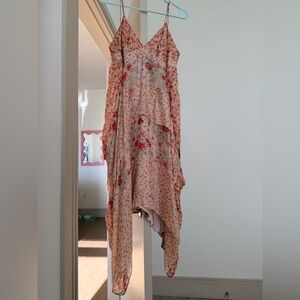 Zara Pink Floral High-Low Slip Dress